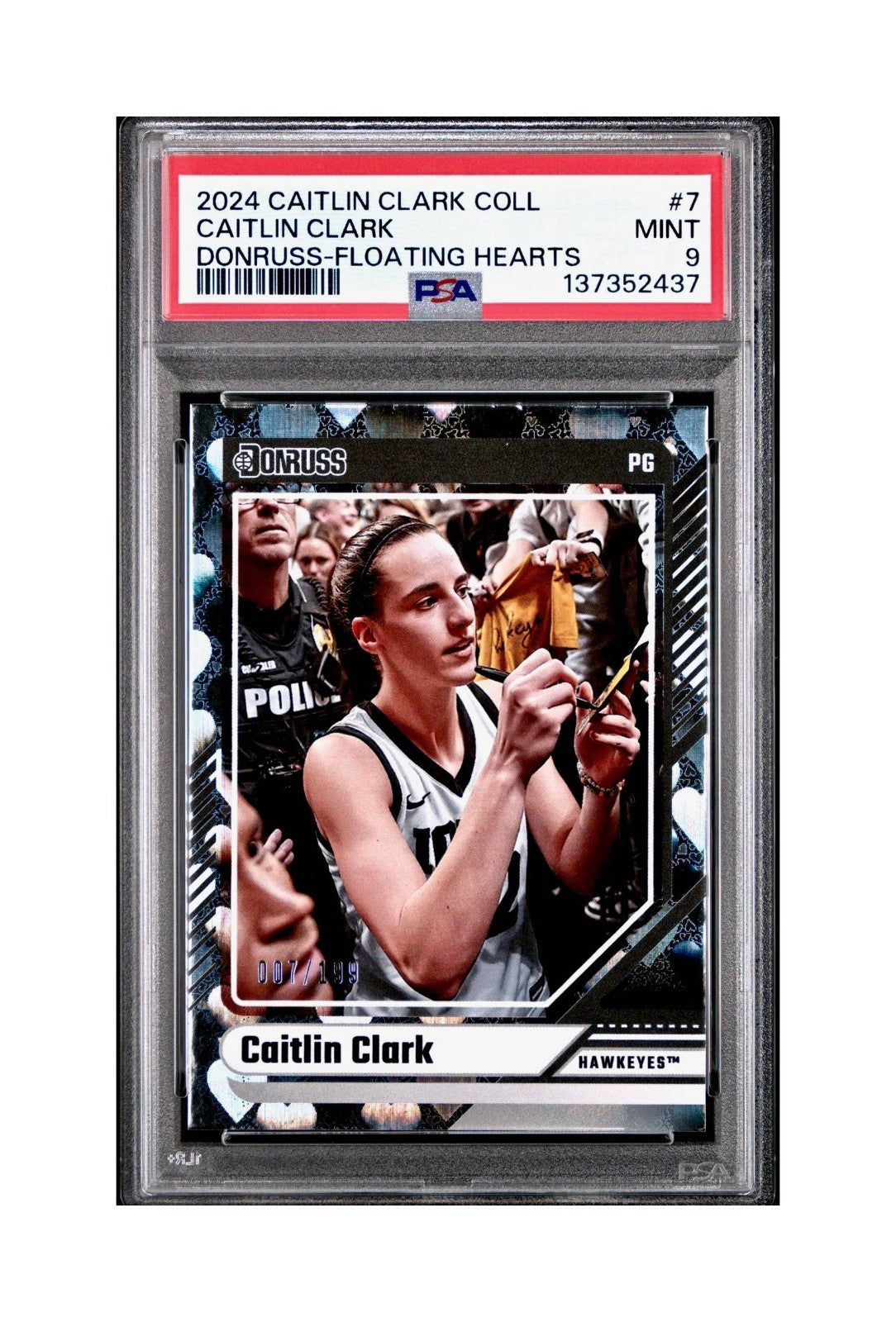 Caitlin Clark Collection 2024 #7 007/199 Donruss Floating Hearts PSA 9 Mint