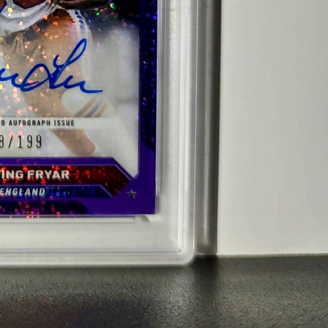 Irving Fryar 2023 Topps Chrome Purple Speckle Refractor 18/199 PSA 10 Auto 9
