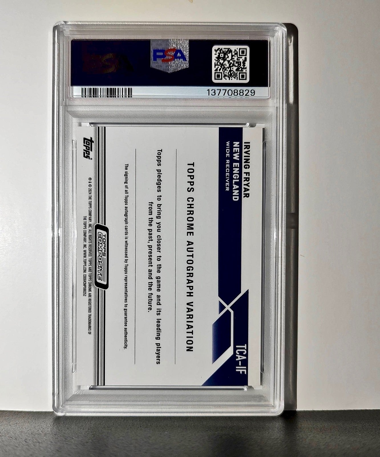 Irving Fryar 2023 Topps Chrome Purple Speckle Refractor 18/199 PSA 10 Auto 9