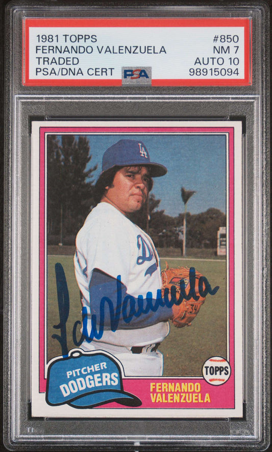 1981 Topps Traded #850 Fernando Valenzuela Rookie Card – PSA 7 / Auto 10 (PSA/DNA) — Ultra Rare Dual Grade | POP 7