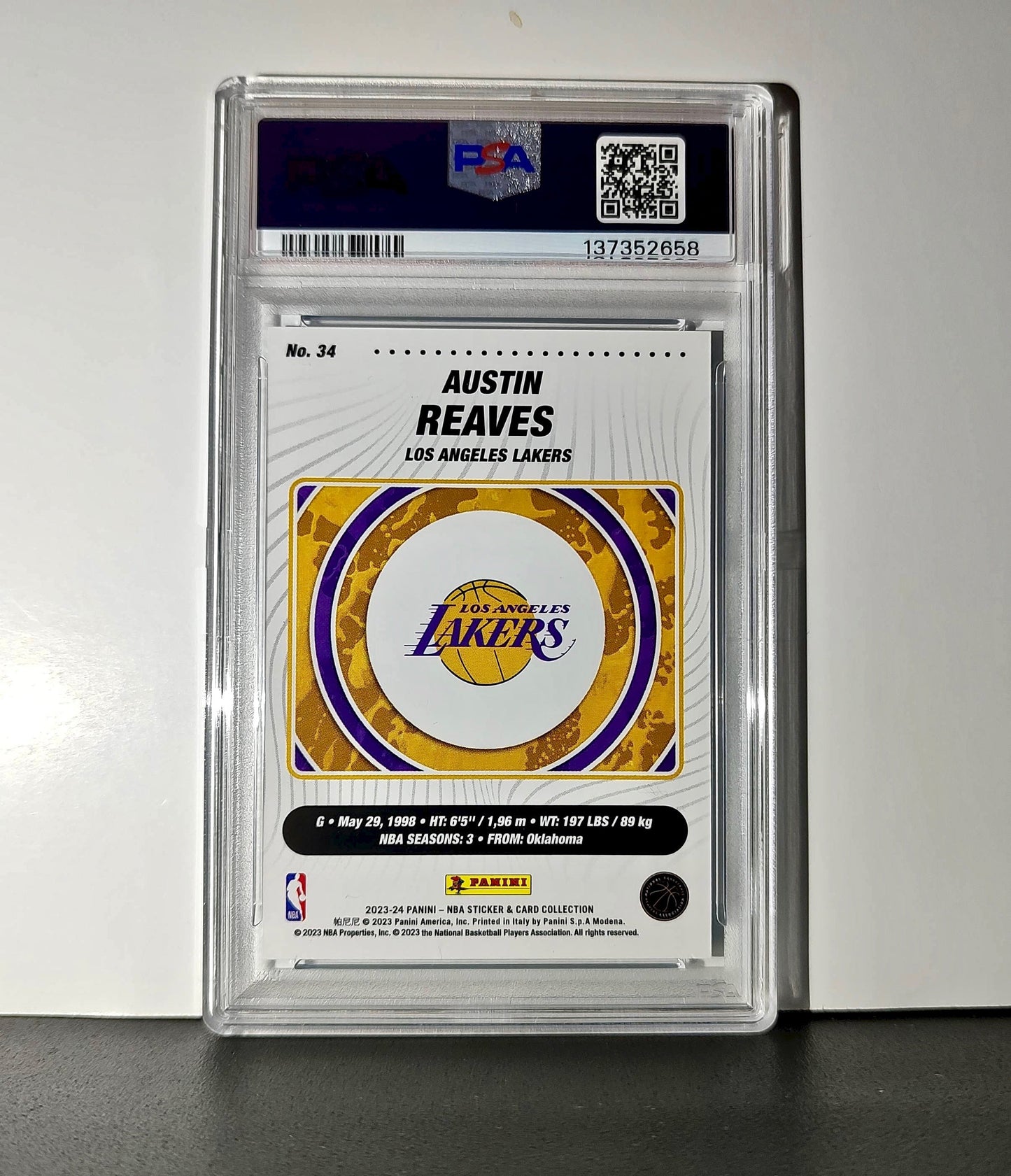 Austin Reaves 2023-24 Panini Sticker Cards #34 141/200 Blue Foil PSA 8 NM-MT