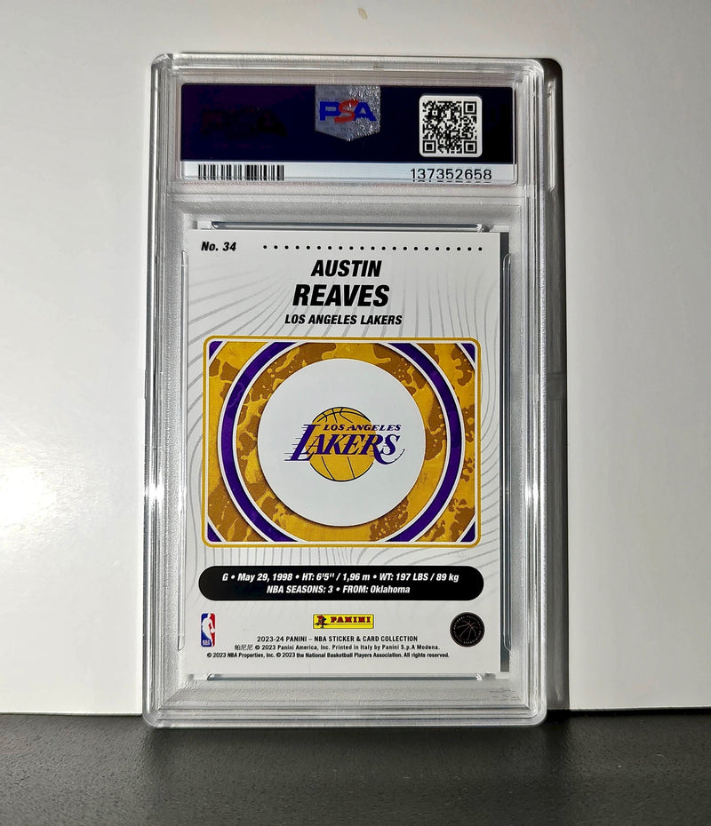 Austin Reaves 2023-24 Panini Sticker Cards #34 141/200 Blue Foil PSA 8 NM-MT