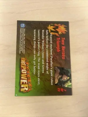 Trading card featuring Wonder Woman superhero imagery from 1996 DC collectible series