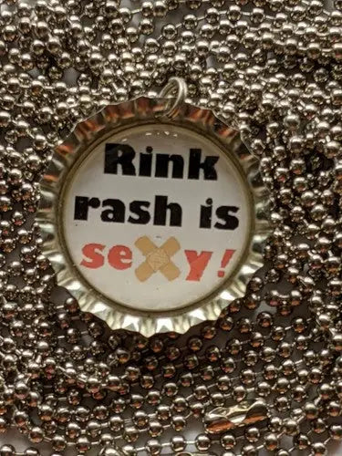 7 -Roller Derby bottle-cap ball chain necklace - Collectibles