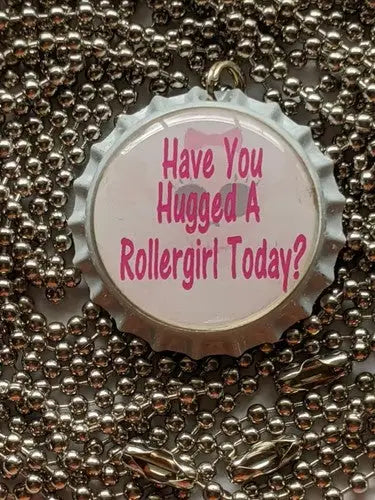 7 -Roller Derby bottle-cap ball chain necklace - Collectibles
