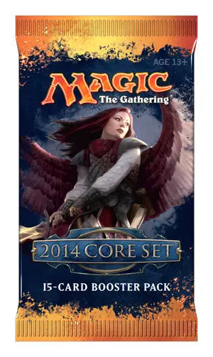 Magic 2014 Core Set booster pack showcasing dark wings artwork and powerful spells
