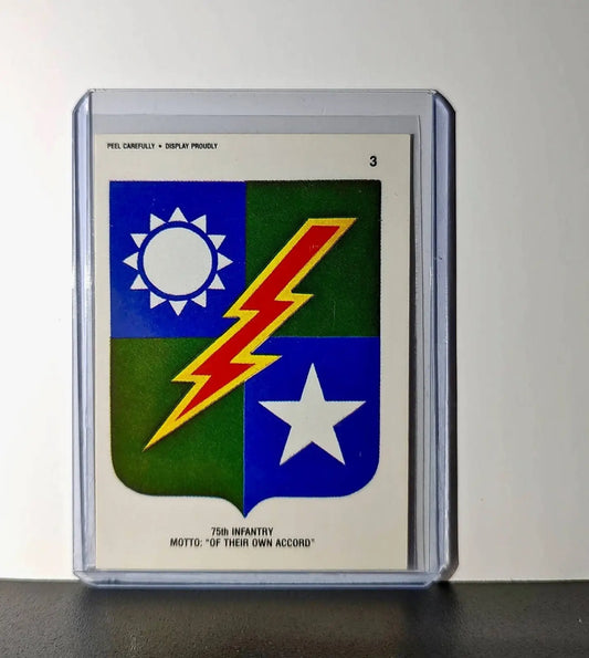 75th Infantry Motto: Of Their Own Accord 1991 Topps Desert Storm #3 Sticker - Non-Sports Card Single