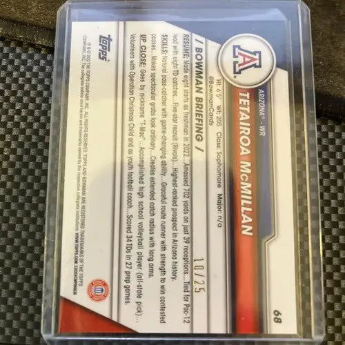2023 Bowman University Chrome - Orange Shimmer Refractor Tetairoa McMillan /25 - Football Card Single