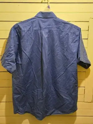 Cintas Work Shirt Mens 17.5 SS Button Down Blue Embroidered Logo First Transit - Apparel