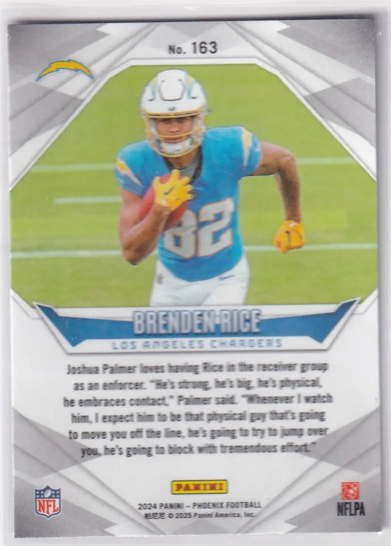2024 PHOENIX #163 BRENDEN RICE PURPLE HOLO- LOS ANGELES CHARGERS