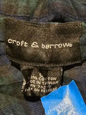 Croft & Barrow Button Up Shirt Womens L Blue Crinkle 100% Cotton Long Sleeve - Apparel