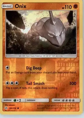 Onix - SM - Cosmic Eclipse - Reverse Holo LP - #105/236 - Pokémon Card Single