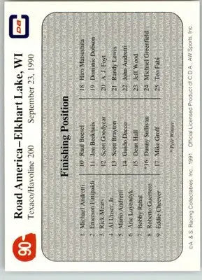 ’90 Elkhart Lake Race - 1991 All World - #90 - Racing - Racing Card Single