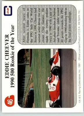 ’90 Indy 500 Rookie of the Year Eddie Cheever - 1991 All World - #46 - Racing - Racing Card Single