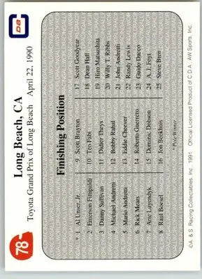 ’90 Long Beach Race - 1991 All World - #78 - Racing - Racing Card Single