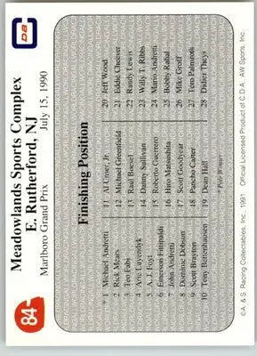 ’90 Meadowlands Race - 1991 All World - #84 - Racing - Racing Card Single