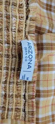 Brown and tan plaid mini dress with shirred details from Arizona Jean Co. in size M