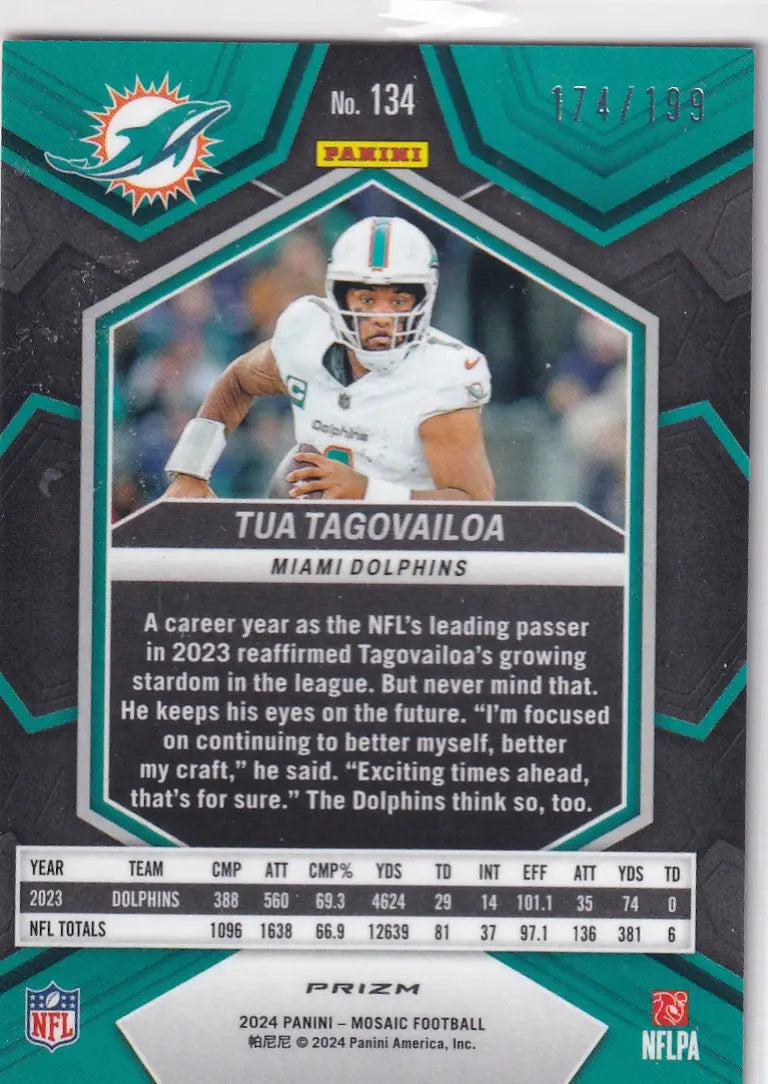 2024 MOSAIC #134 TUA TAGOVAILOA ORANGE REACTIVE 174/199- MIAMI DOLPHINS