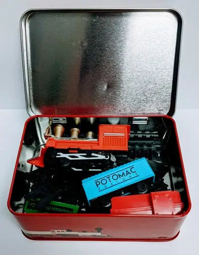 Toy Train In A Tin Box -16Pc Old No 9 Mini Locomotive #3901 Complete Se ID:34676 - Action Figure & Toy