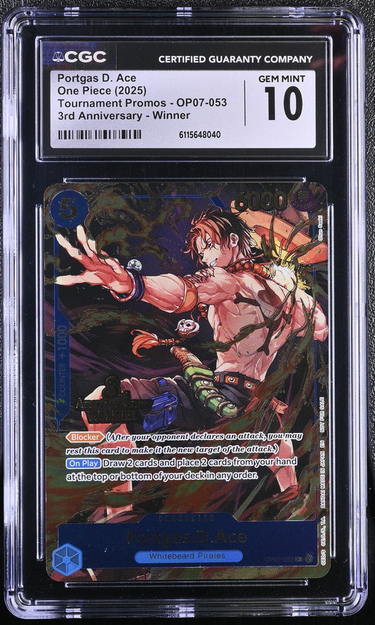 One Piece Portgas.D.Ace (OP09-053) 3rd Anniversary Winner CGC 10 Gem Mint