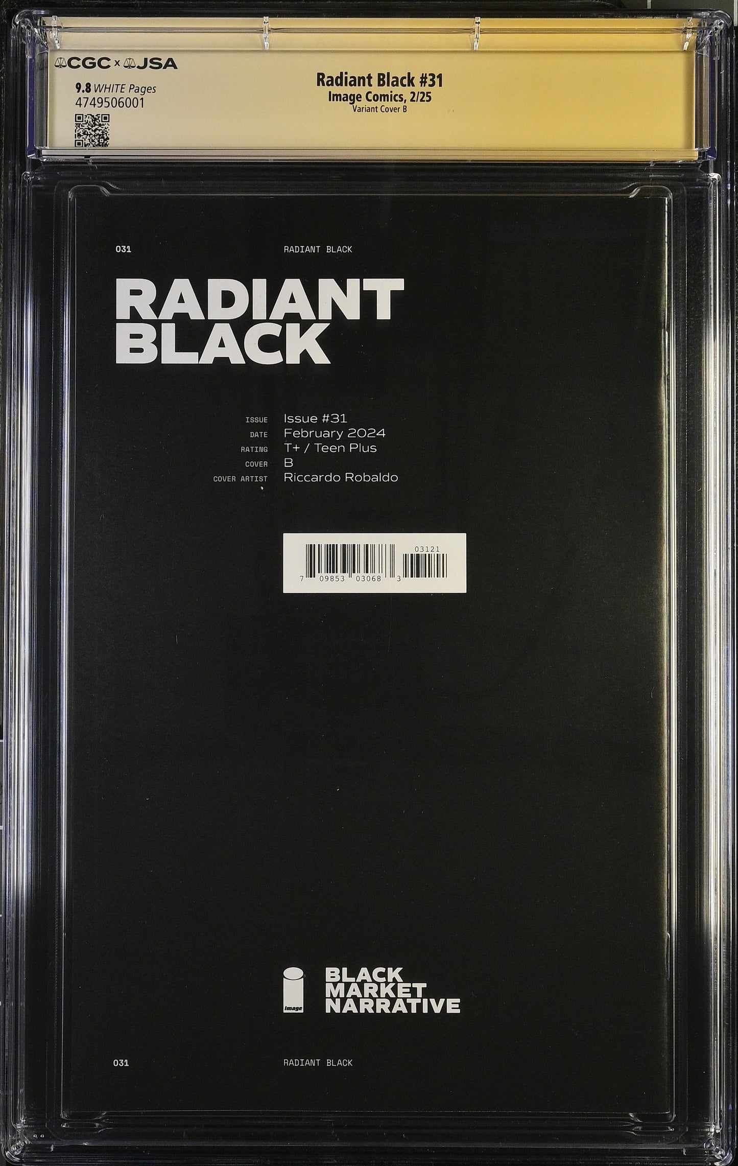 Radiant Black #31 Cover B Graded CGC 9.8 Signed by Kyle Higgins & Michel Busuttil JSA