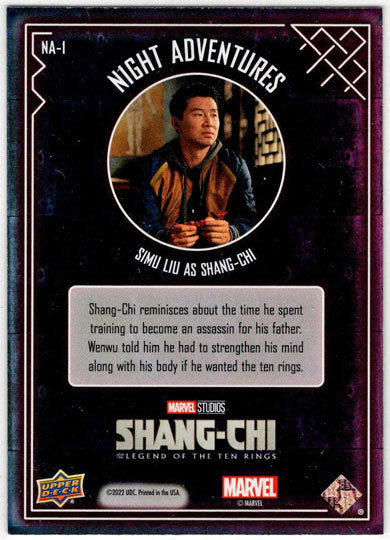 2023 Upper Deck Marvel Shang-Chi Night Adventures Insert Card NA-1 Simu Liu
