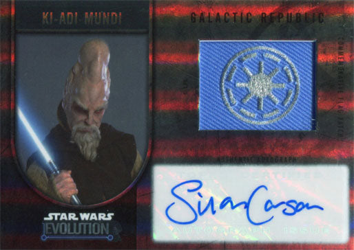 Star Wars Evolution 2016 Autograph Flag Patch Silas Carson as Ki-Adi-Mundi 5/5