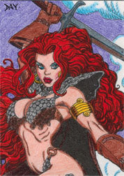 Breygent Dynamite Red Sonja 2012 RS-6 Hand Colored Art Card by David Day