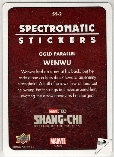 2023 Upper Deck Marvel Shang-Chi Spectromatic Sticker Gold Card SS-2 Wenwu