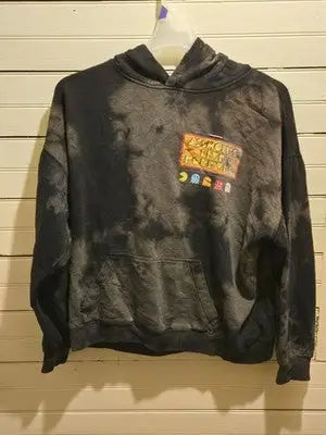 A**holes Live Forever Hoodie Mens XL Tie Dye Black Graphic Pac-Man Sweatshirt - Apparel