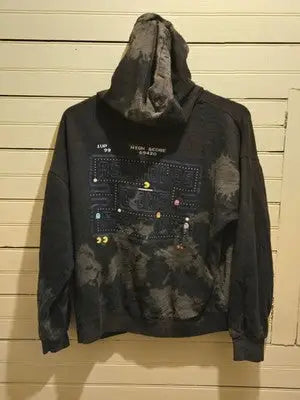A**holes Live Forever Hoodie Mens XL Tie Dye Black Graphic Pac-Man Sweatshirt - Apparel