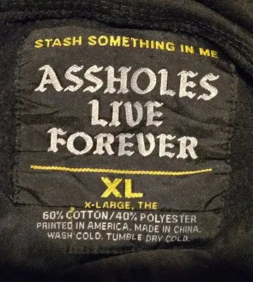 A**holes Live Forever Hoodie Mens XL Tie Dye Black Graphic Pac-Man Sweatshirt - Apparel