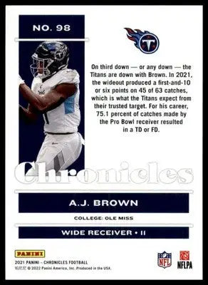 A.J. Brown 2021 Panini Chronicles #98 Tennessee Titans - Football Card Single