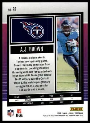 A.J. Brown 2022 Score #28 Tennessee Titans - Football Card Single