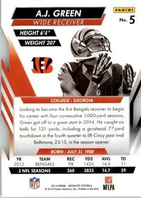 A.J. Green - 2014 Panini Absolute - #5 - Football - Football Card Single