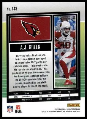 A.J. Green 2022 Score #143 Arizona Cardinals - Football Card Single