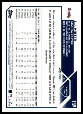 A.J. Minter 2023 Topps #159 Atlanta Braves - Baseball Card Single