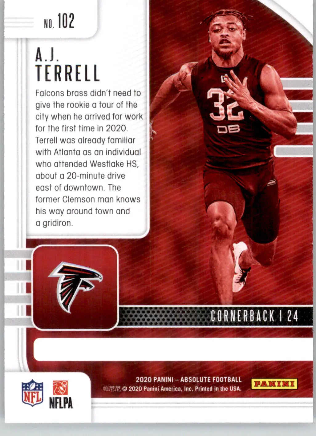 A.J. Terrell - 2020 Panini Absolute - #102 - Blue Rookie Football - Football Card Single