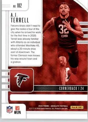 A.J. Terrell - 2020 Panini Absolute - #102 - RC Retail Football - Football Card Single
