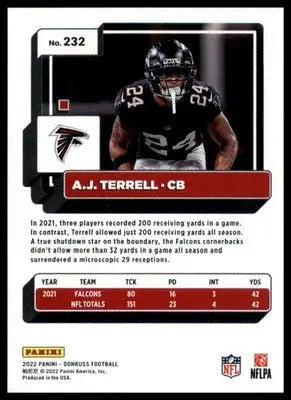 A.J. Terrell 2022 Donruss #232 Atlanta Falcons - Football Card Single