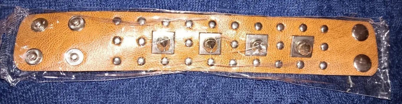 A Pair of 9’’ Brown Punk Rock or Gothic Style Bracelets Wristbands Cuffs NWOT - Other