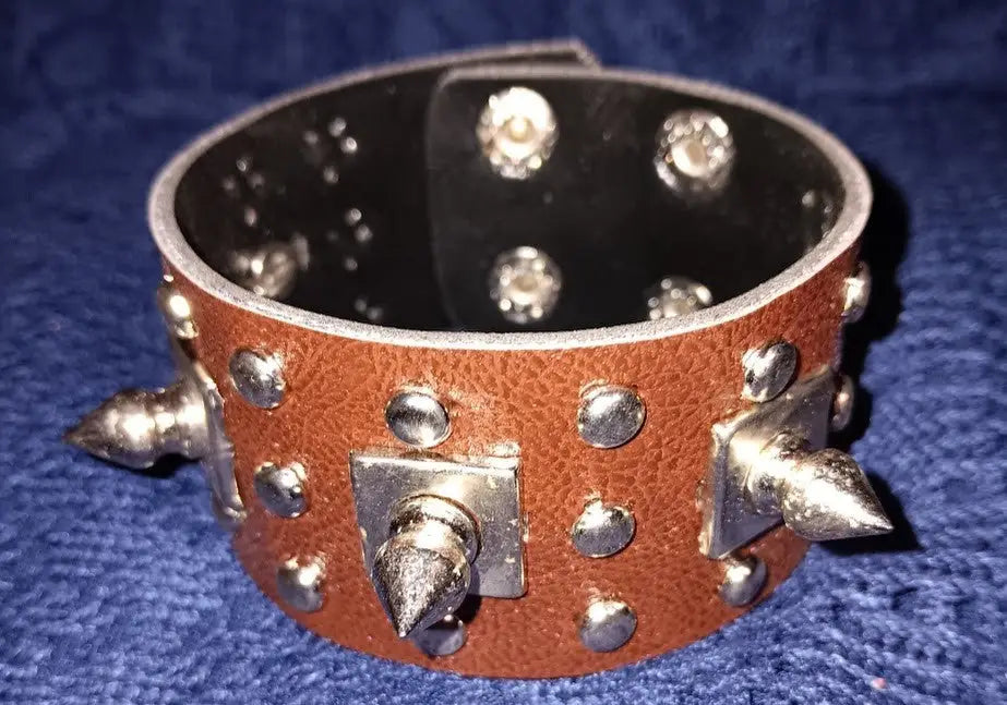 A Pair of 9’’ Brown Punk Rock or Gothic Style Bracelets Wristbands Cuffs NWOT - Other