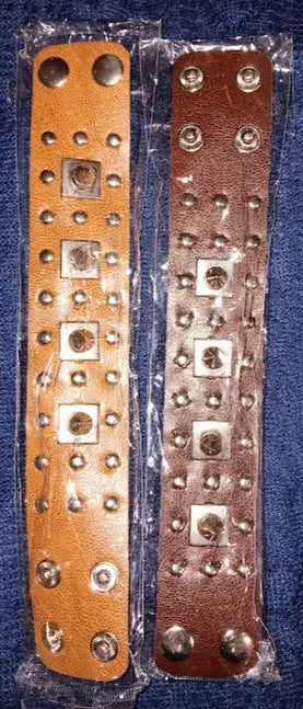A Pair of 9’’ Brown Punk Rock or Gothic Style Bracelets Wristbands Cuffs NWOT - Other