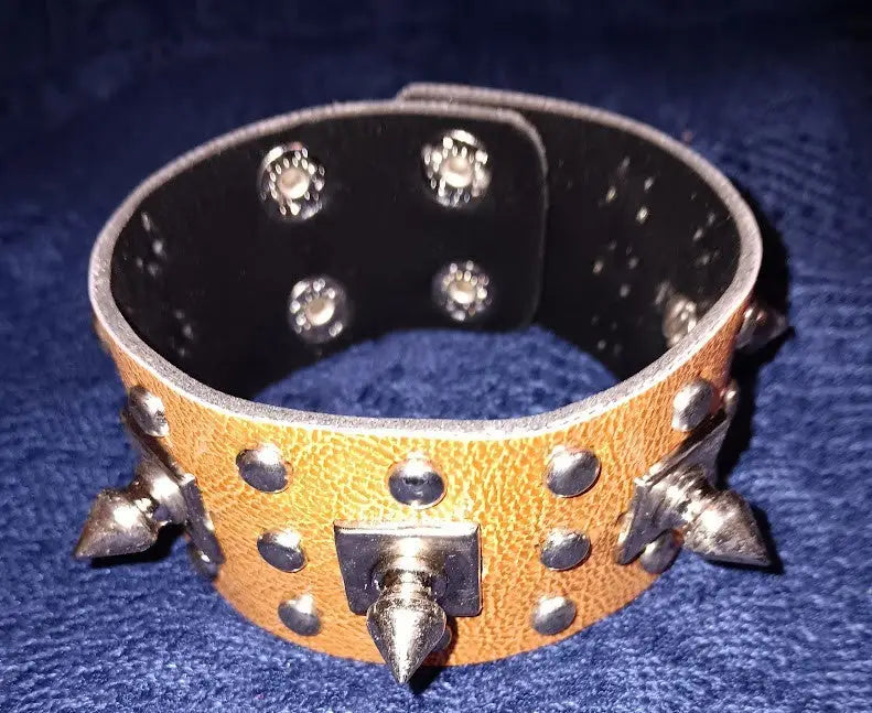 A Pair of 9’’ Brown Punk Rock or Gothic Style Bracelets Wristbands Cuffs NWOT - Other