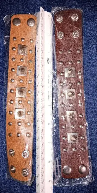 A Pair of 9’’ Brown Punk Rock or Gothic Style Bracelets Wristbands Cuffs NWOT - Other