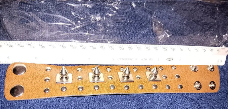 A Pair of 9’’ Brown Punk Rock or Gothic Style Bracelets Wristbands Cuffs NWOT - Other