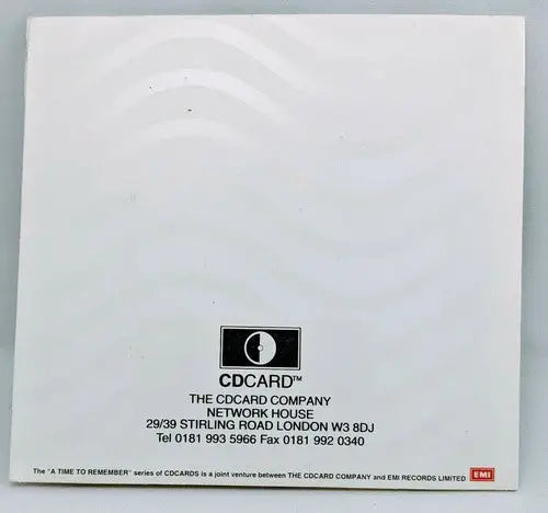 White CD card with black logo from A Time To Remember 1987 CDCard EMI Records