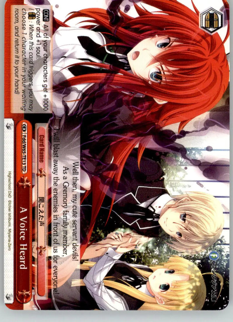 A Voice Heard - Fujimi Fantasia Bunko - FDD/W65-TE13 TD - NM Weiss Schwarz - Non-Sports Card Single