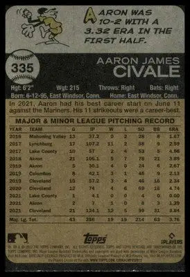 Aaron Civale 2022 Topps Heritage #335 Cleveland Guardians - Baseball Card Single