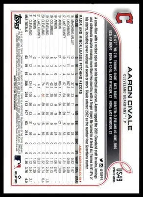 Aaron Civale 2022 Topps Update #US49 Cleveland Guardians - Baseball Card Single